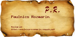Paulnics Rozmarin névjegykártya